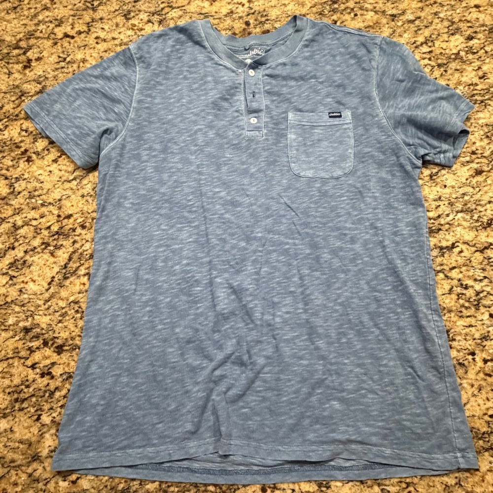 Chubbies Mens Blue Slub Knit Short Sleeve Henley Pocket T-Shirt Size‎ Large